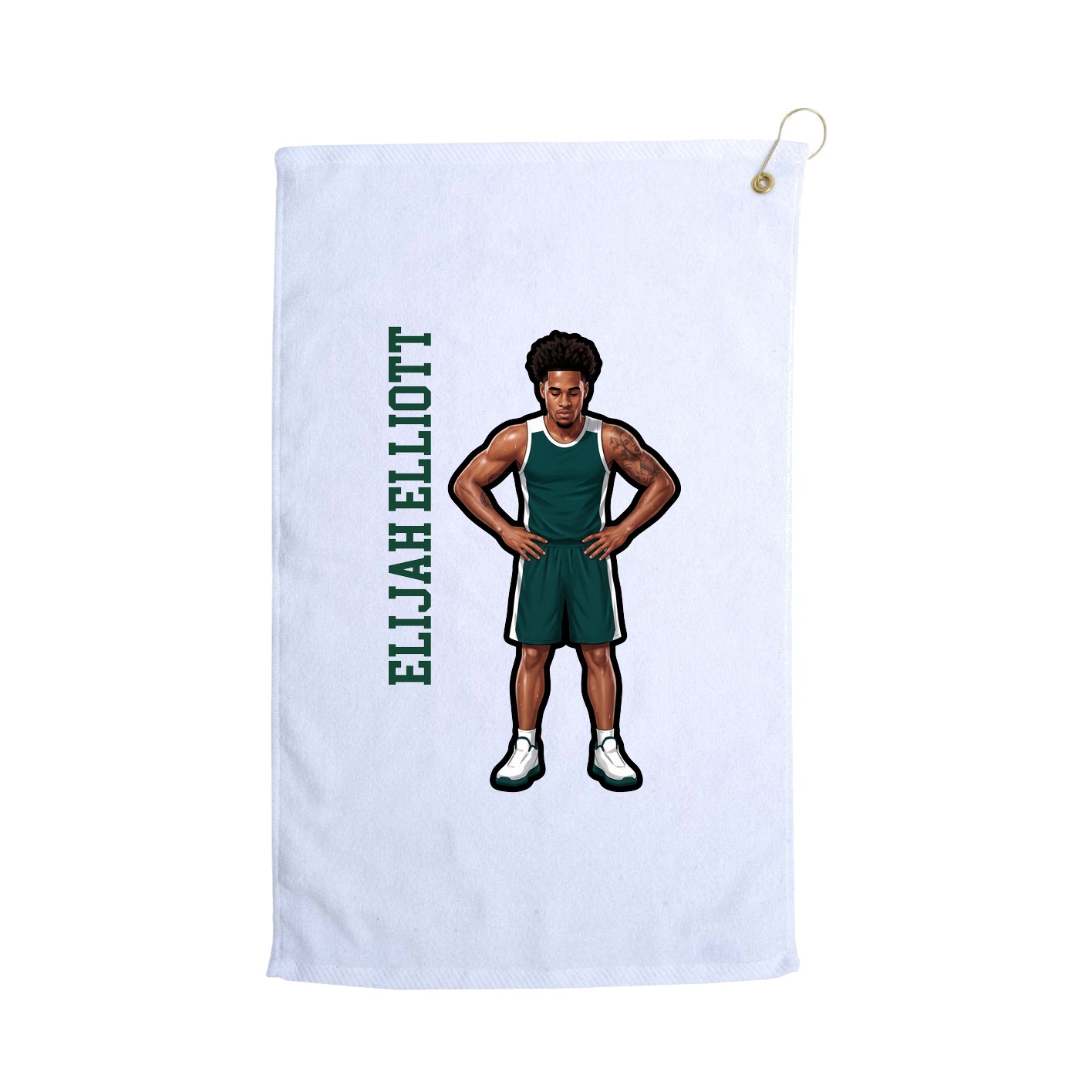 Golf Towel — Name Vertical in White