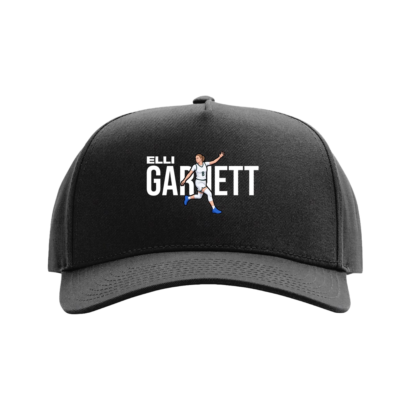 Full Fabric Five-Panel Champ Cap — Player Name in Black