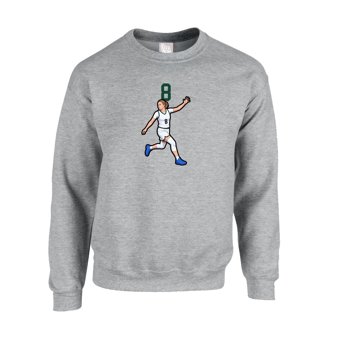 Fleece Crew — Number Top in Grey