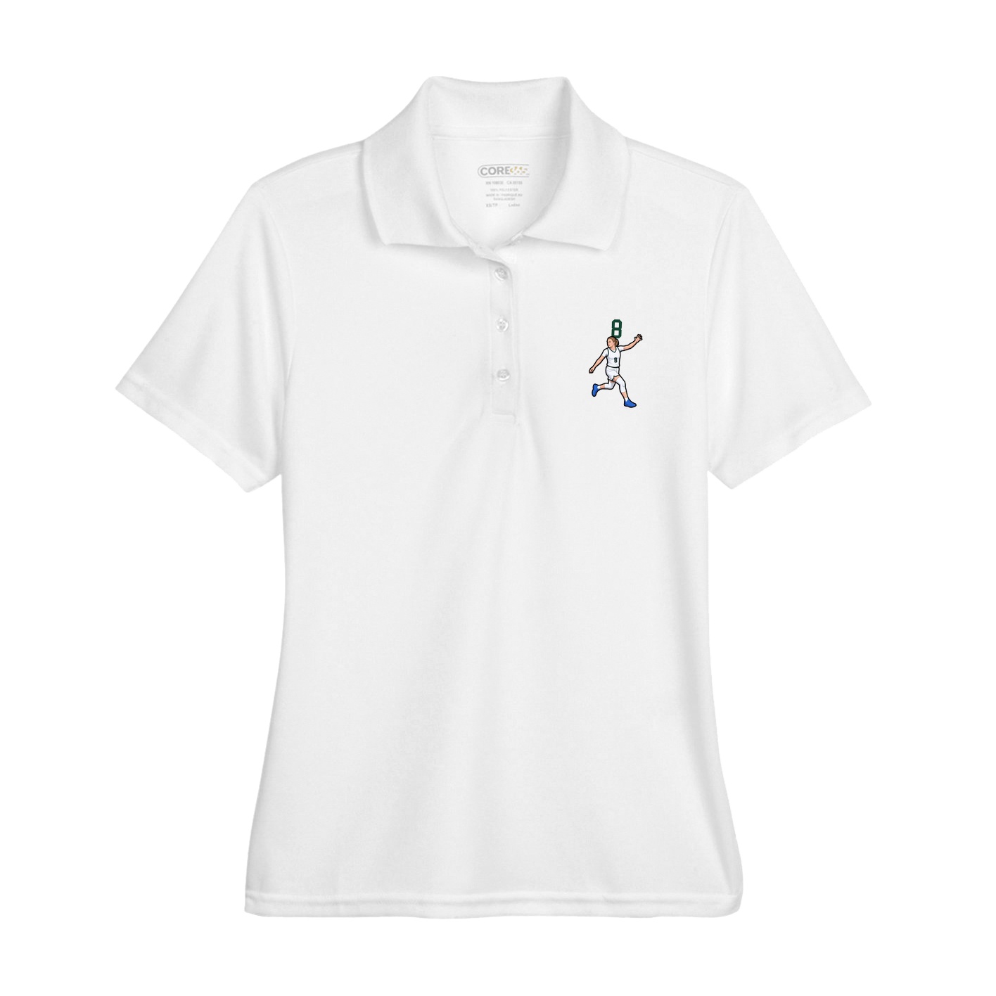 Womens Performance Polo — Number Top in White
