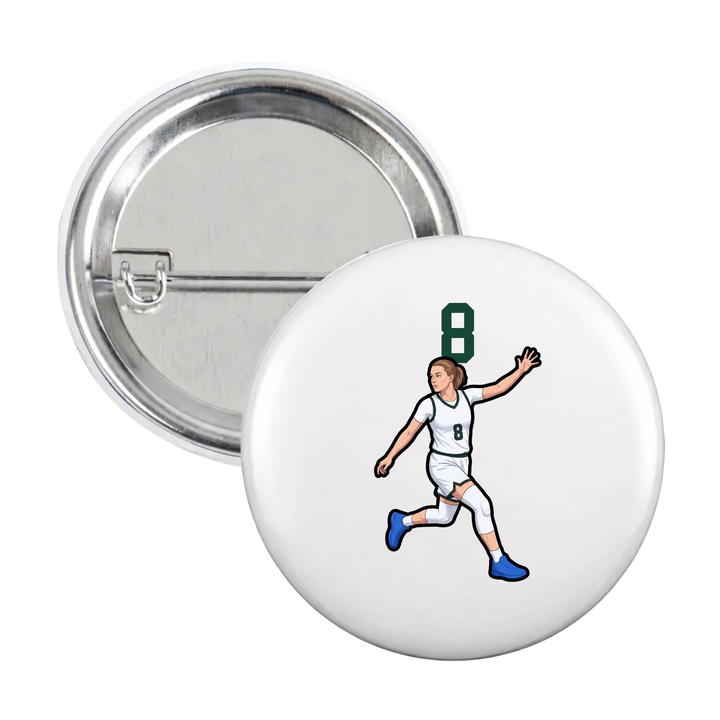 Game Day Button — Number Top in White