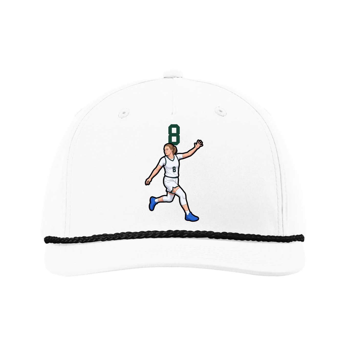 Five-Panel Classic Rope Cap — Number Top in White