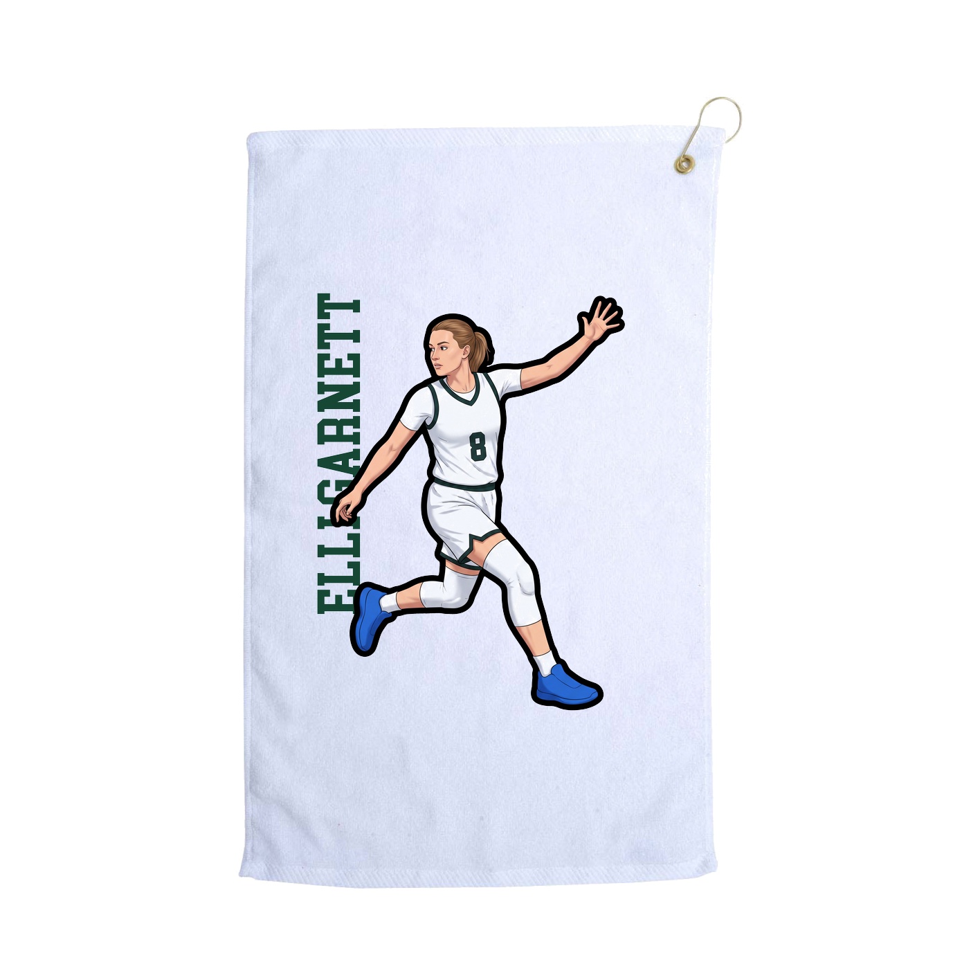 Golf Towel — Name Vertical in White