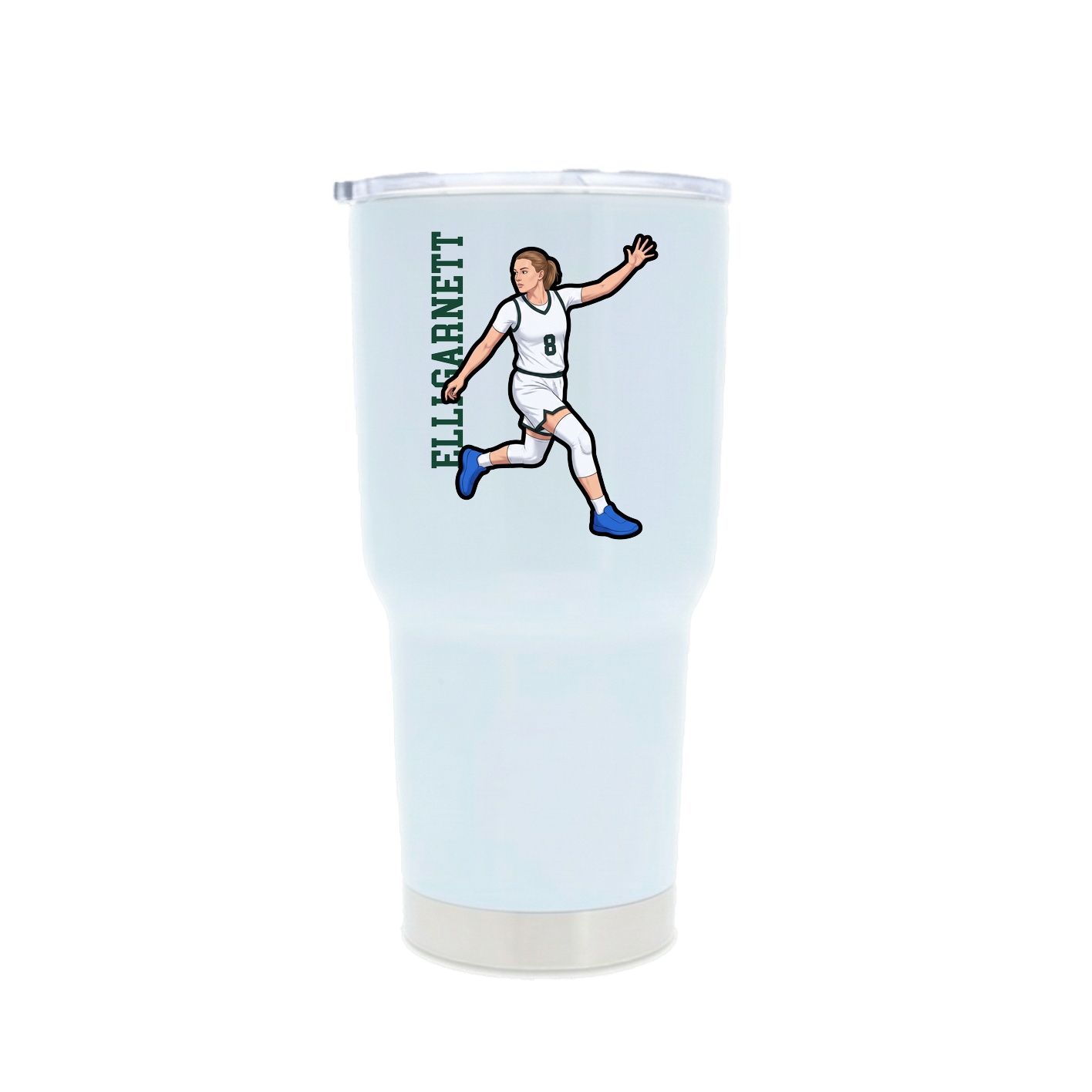 30oz Stainless Steel Tumbler — Name Vertical in White
