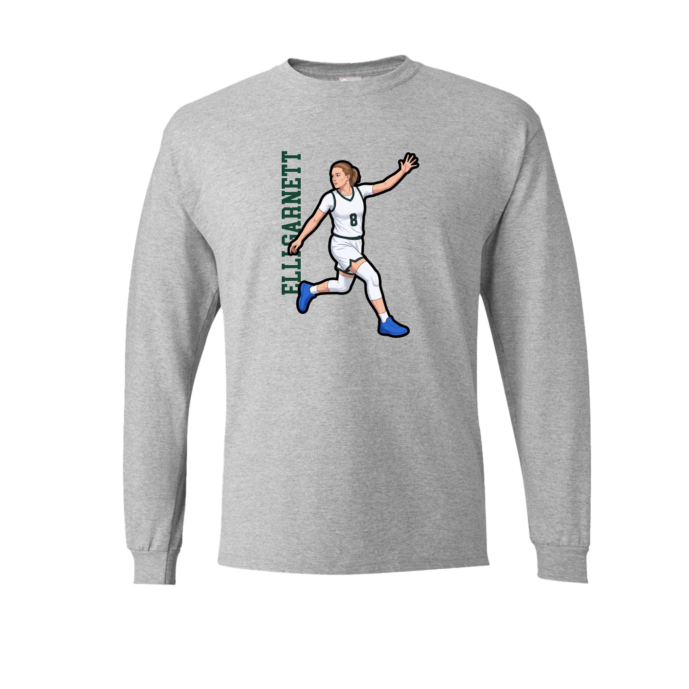 Long Sleeve Tee — Name Vertical in Grey