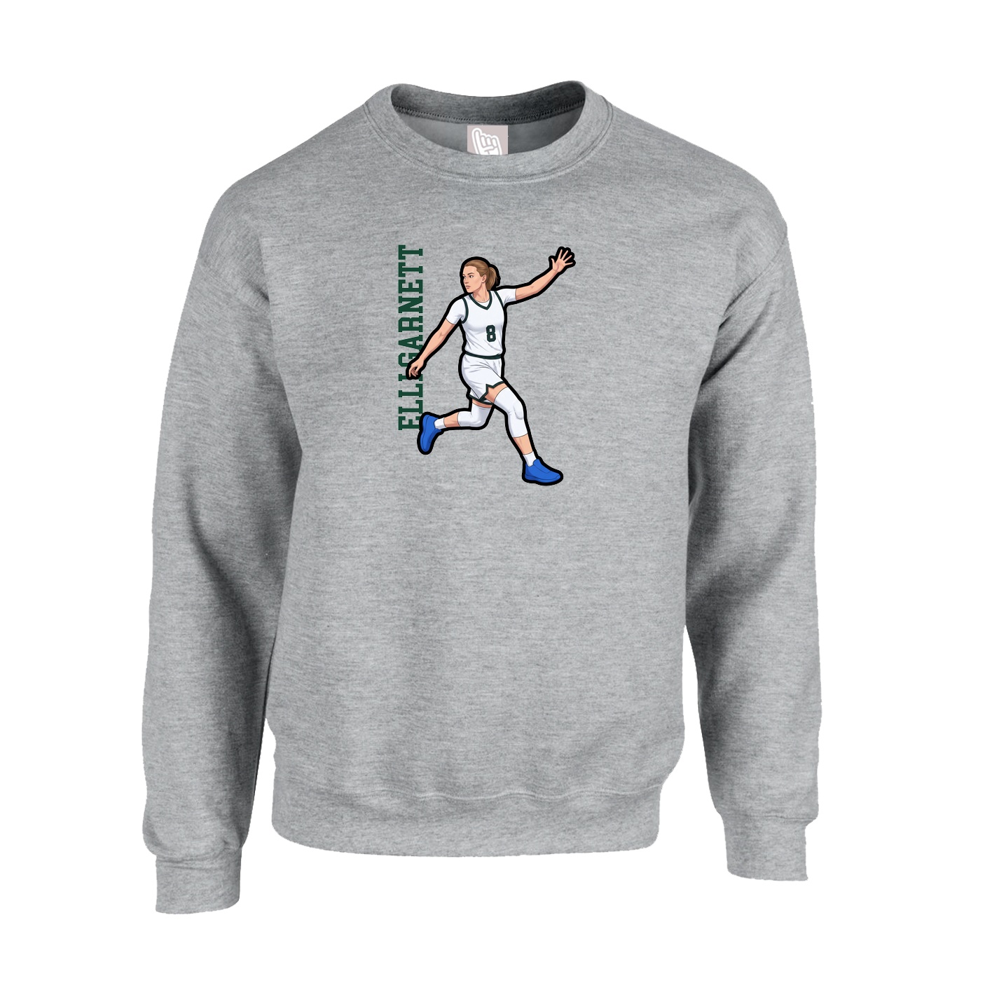 Fleece Crew — Name Vertical in Grey