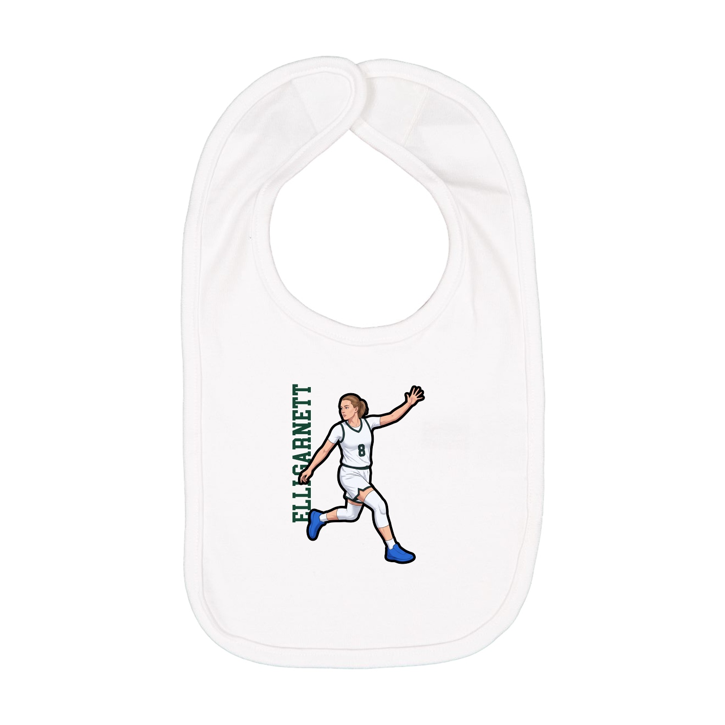 Infant Bib — Name Vertical in White