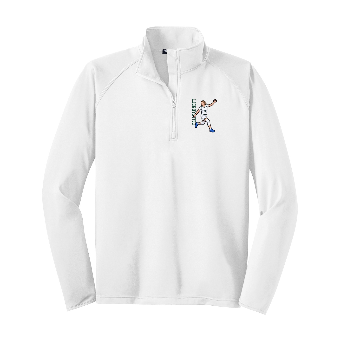 Q-Zip Pullover — Name Vertical in White