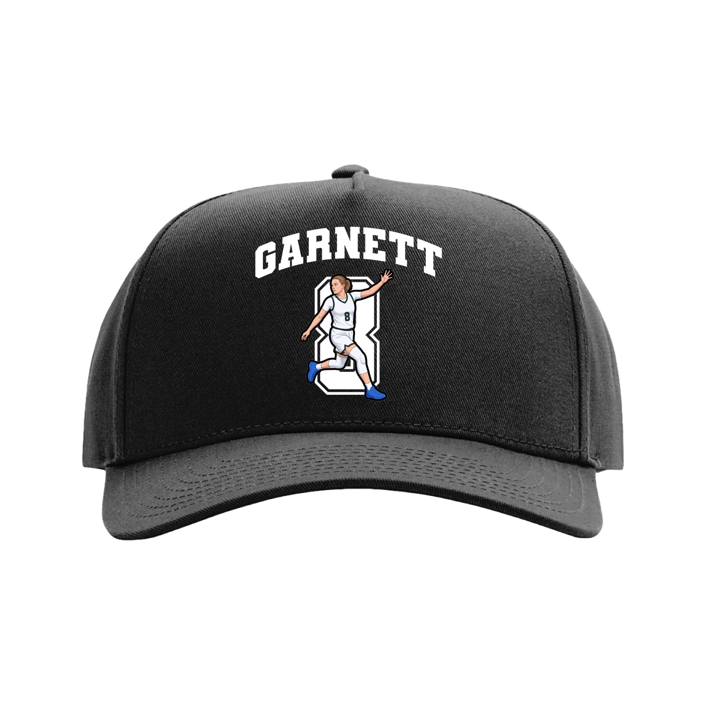 Full Fabric Five-Panel Champ Cap — Number in Black