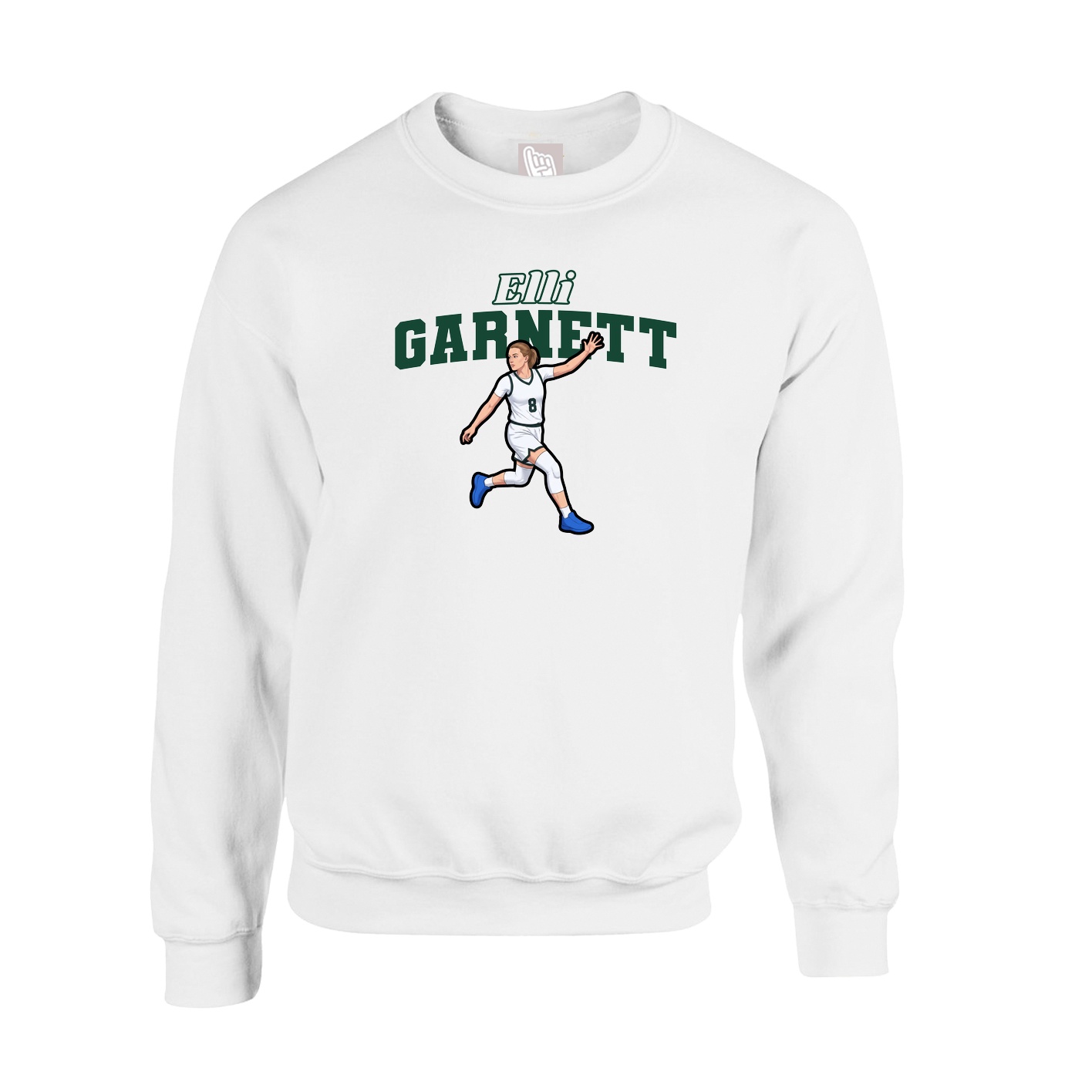 Fleece Crew — Name Arch in White