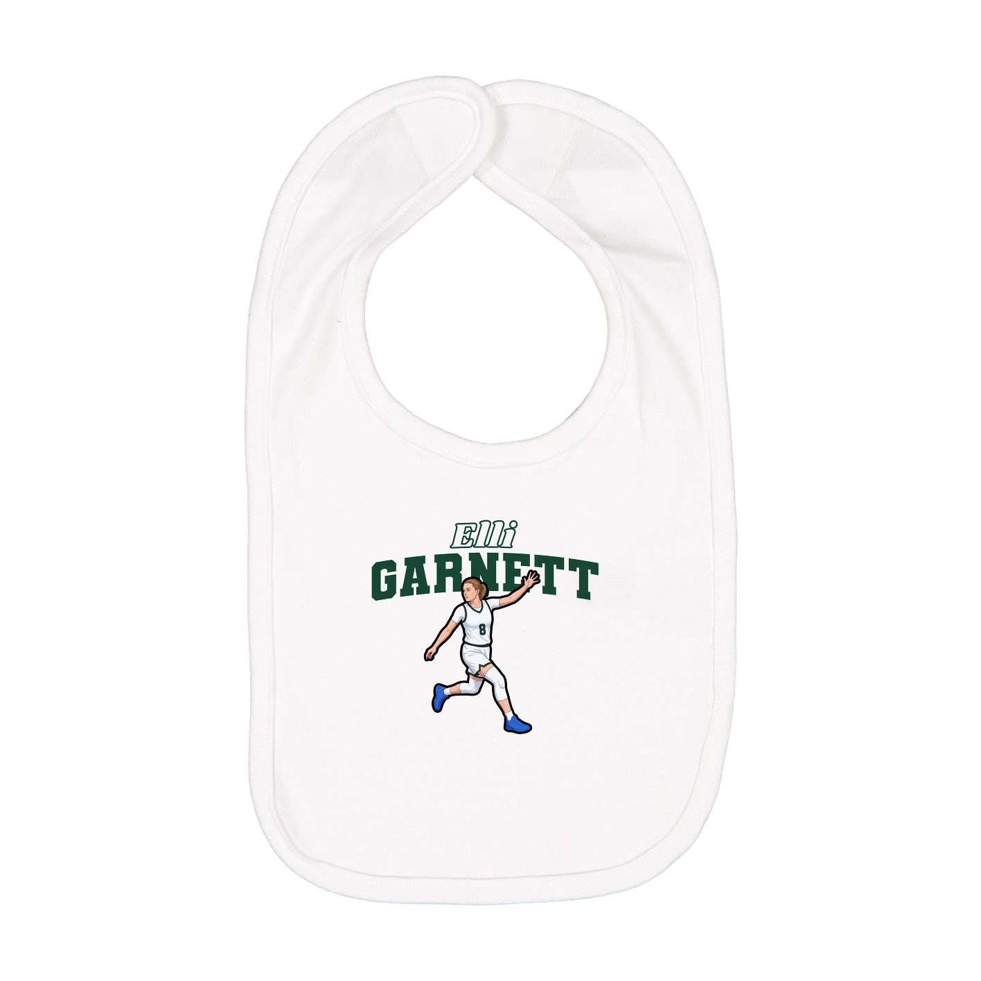 Infant Bib — Name Arch in White