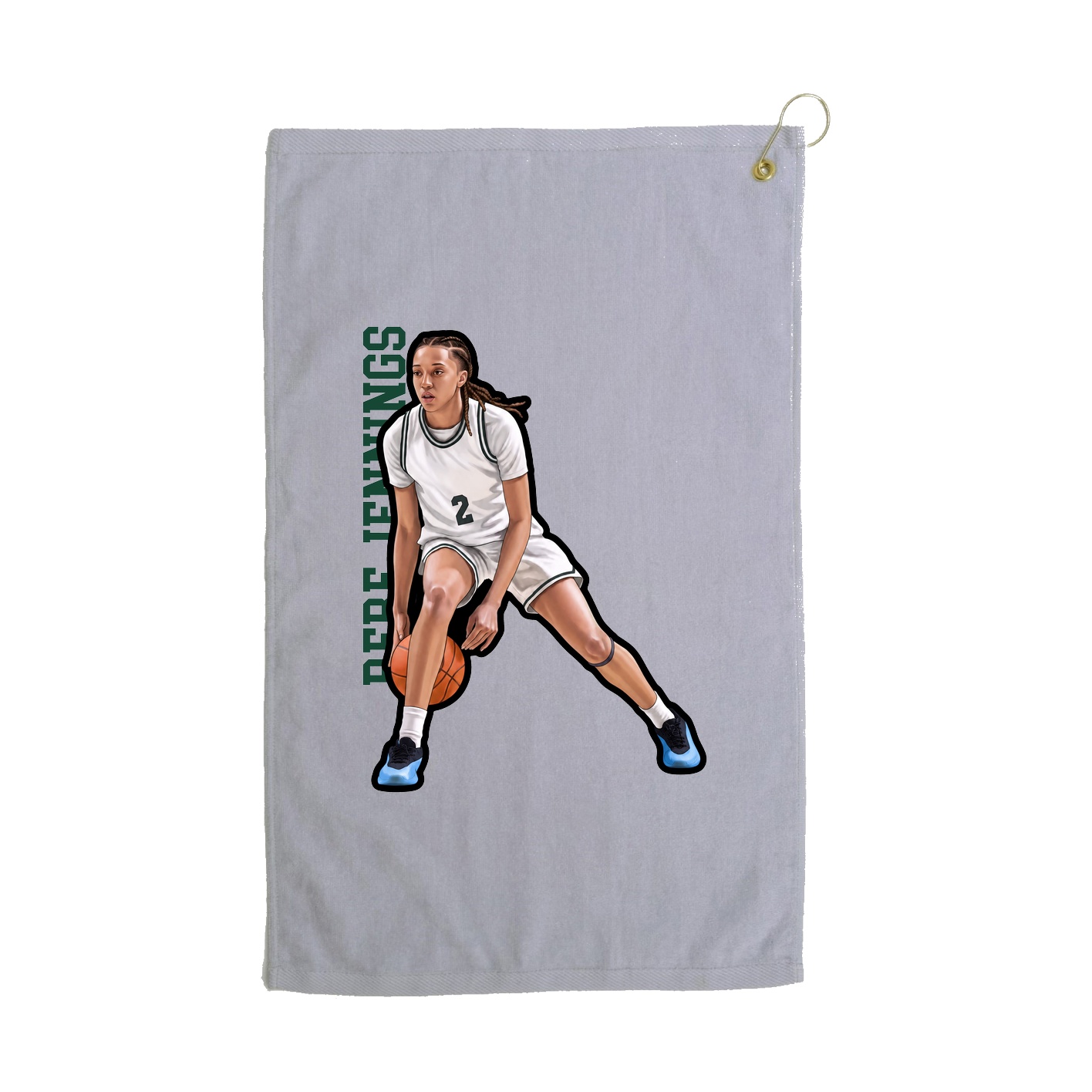 Golf Towel — Name Vertical in Grey