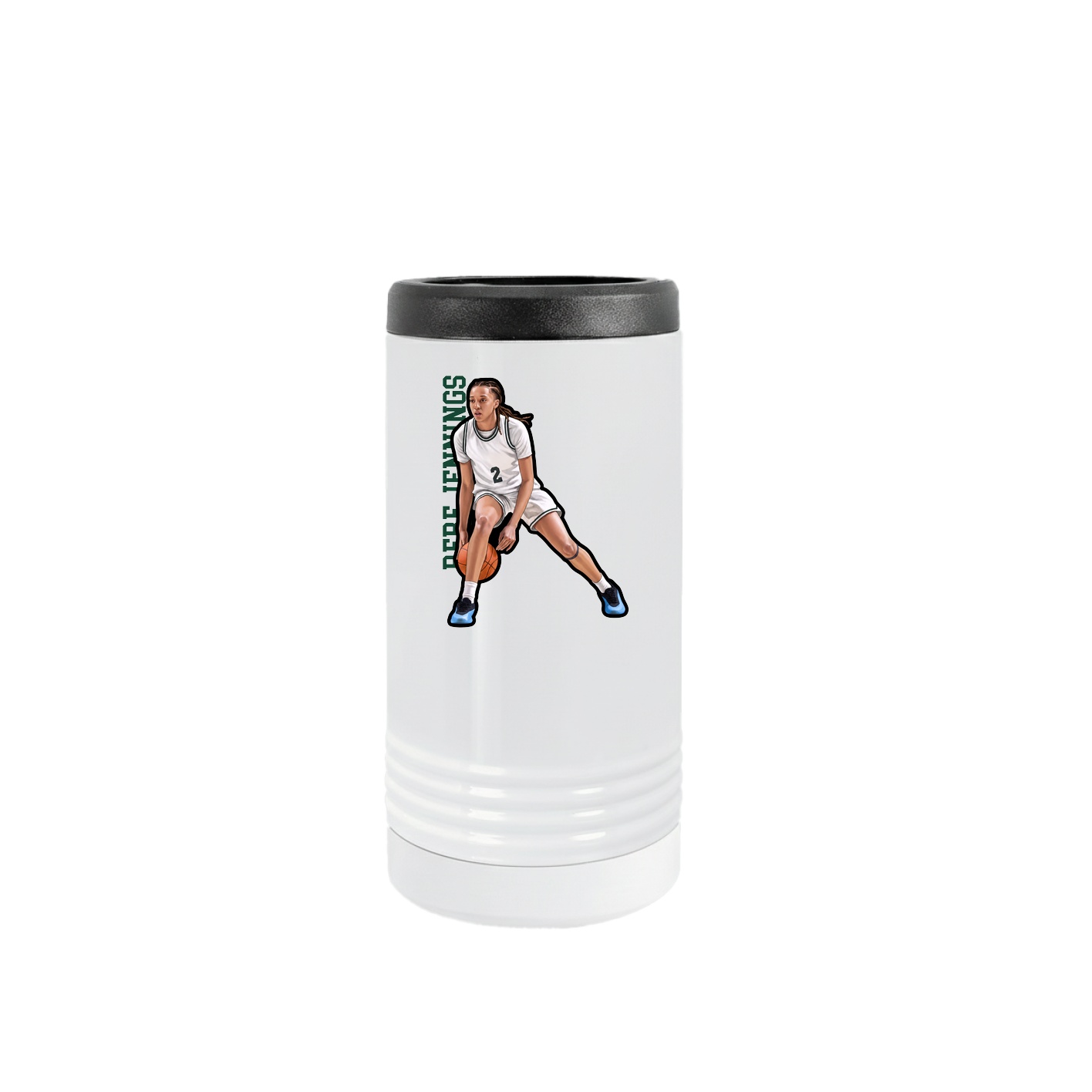 Slim Beverage Holder — Name Vertical in White