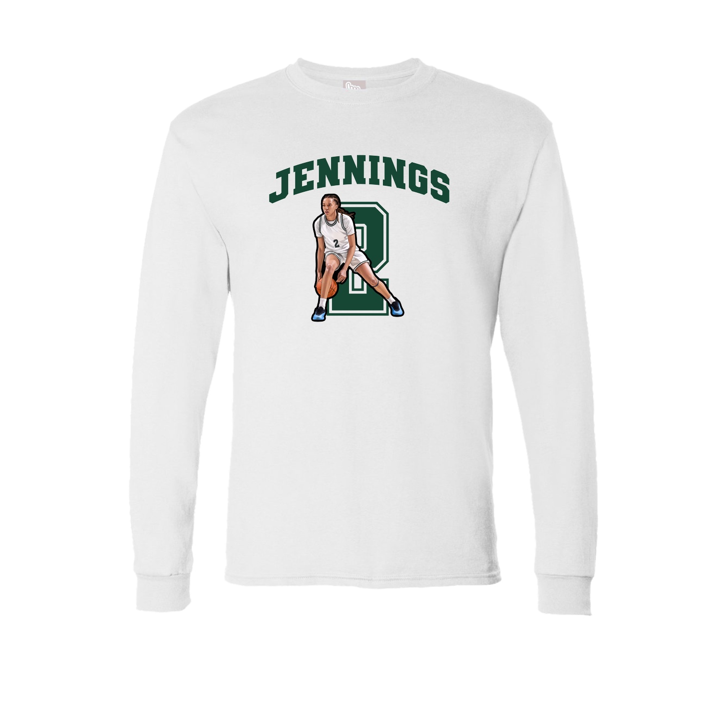 Long Sleeve Tee — Number in White