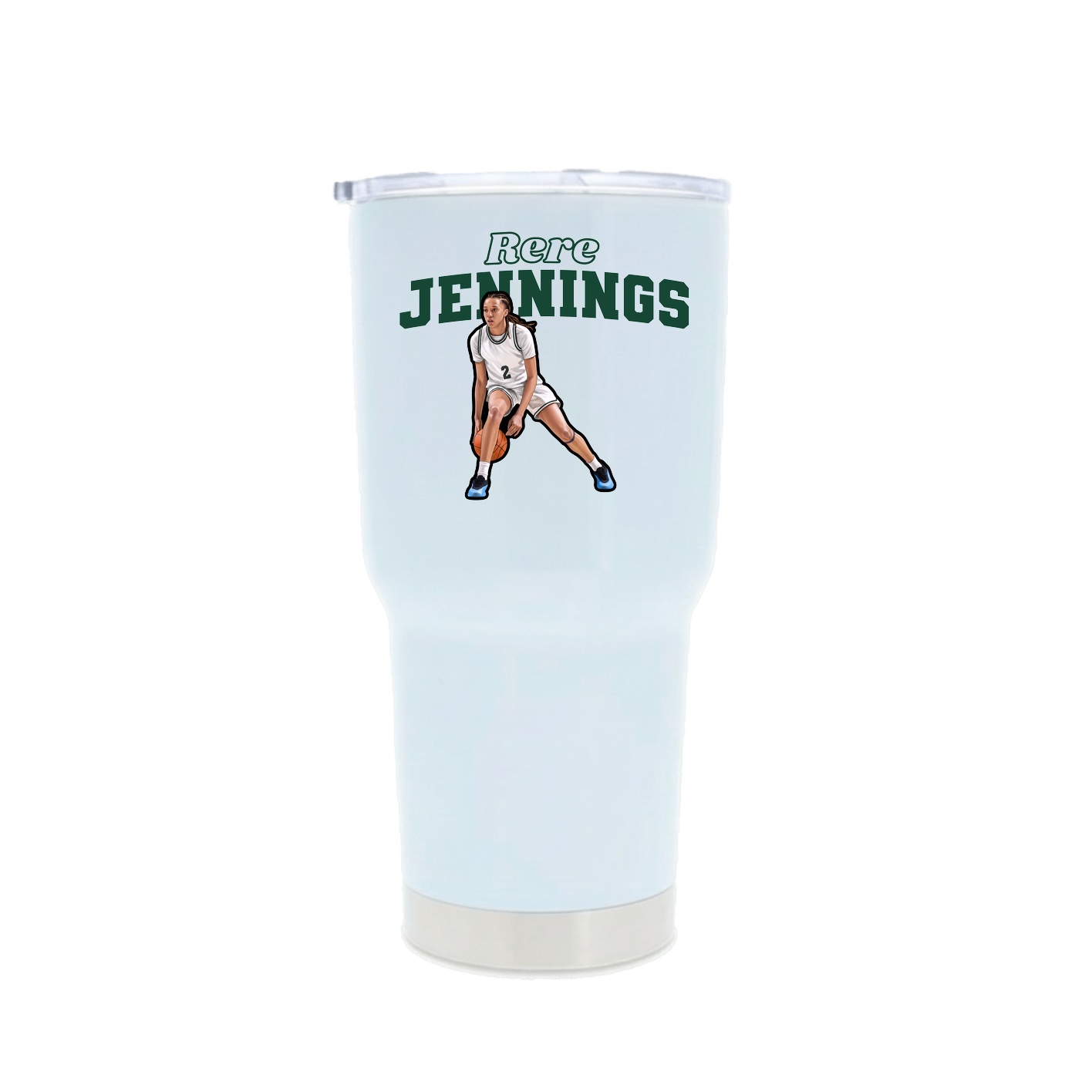 30oz Stainless Steel Tumbler — Name Arch in White