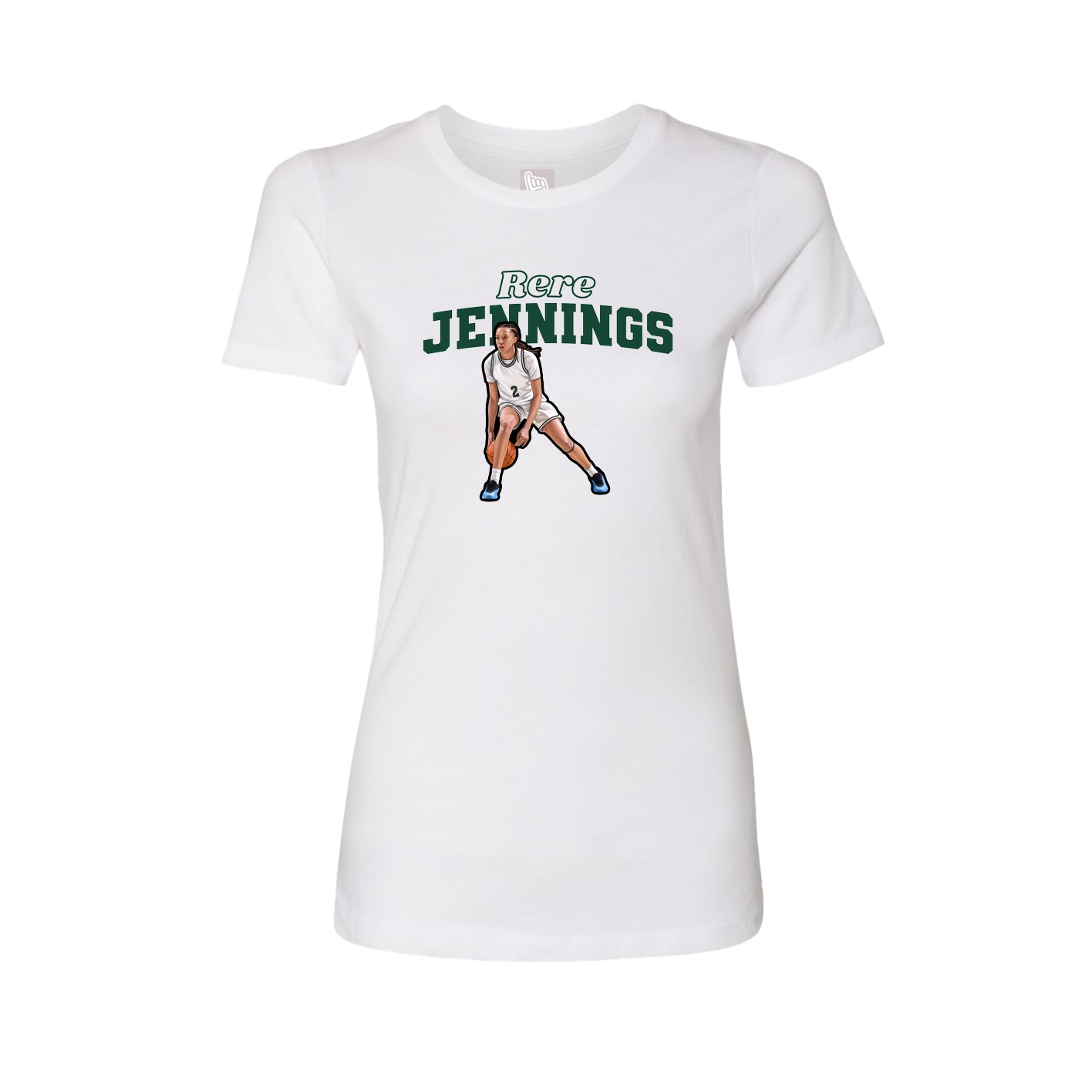 Fitted Women's Tee — Name Arch in White