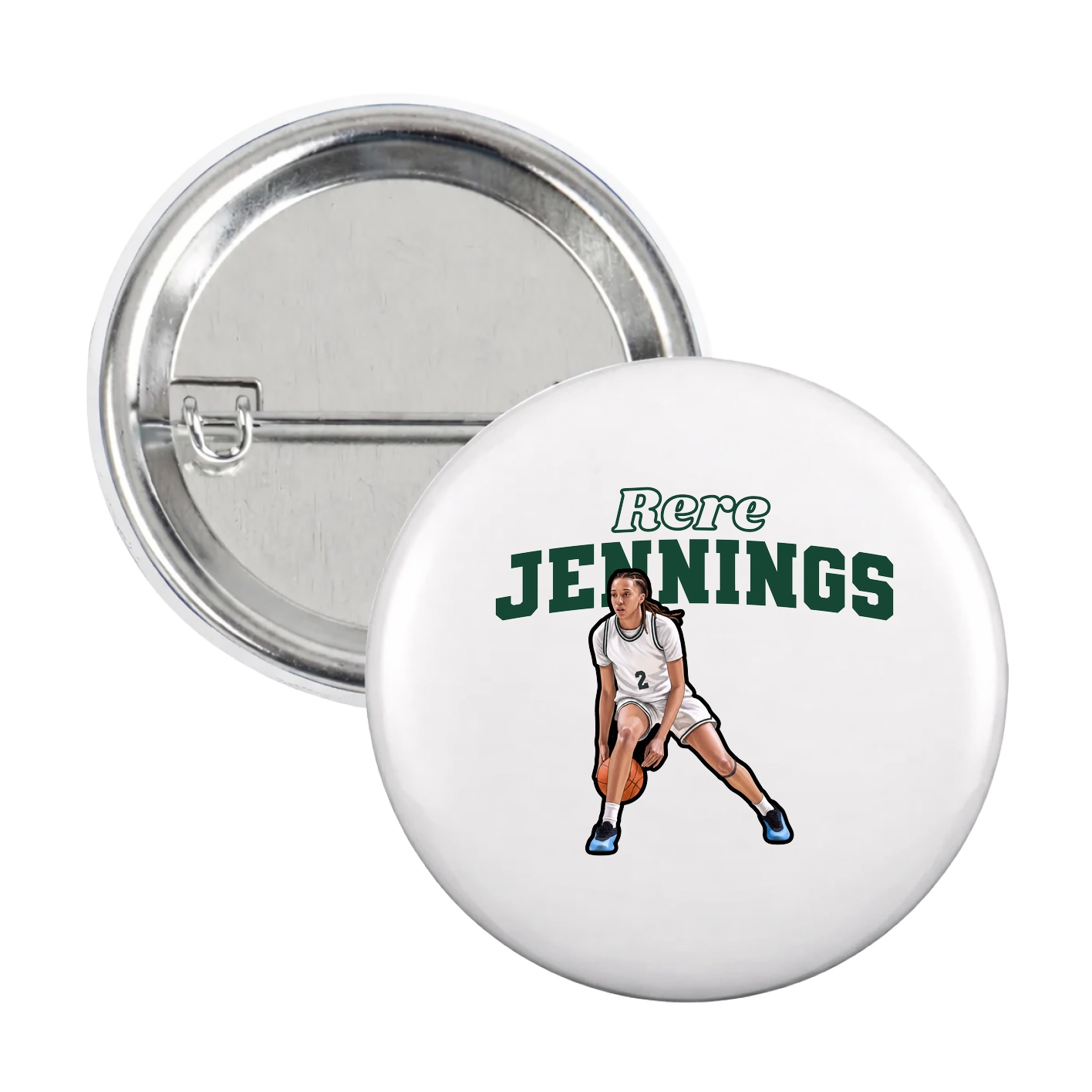 Game Day Button — Name Arch in White