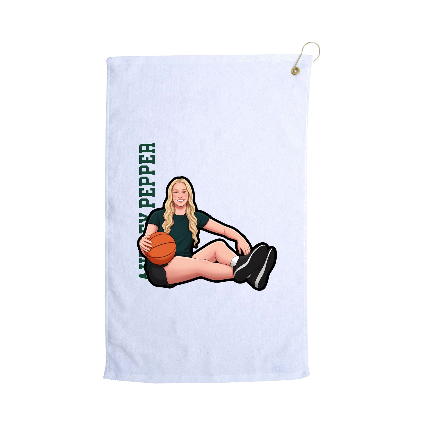 Golf Towel — Name Vertical in White