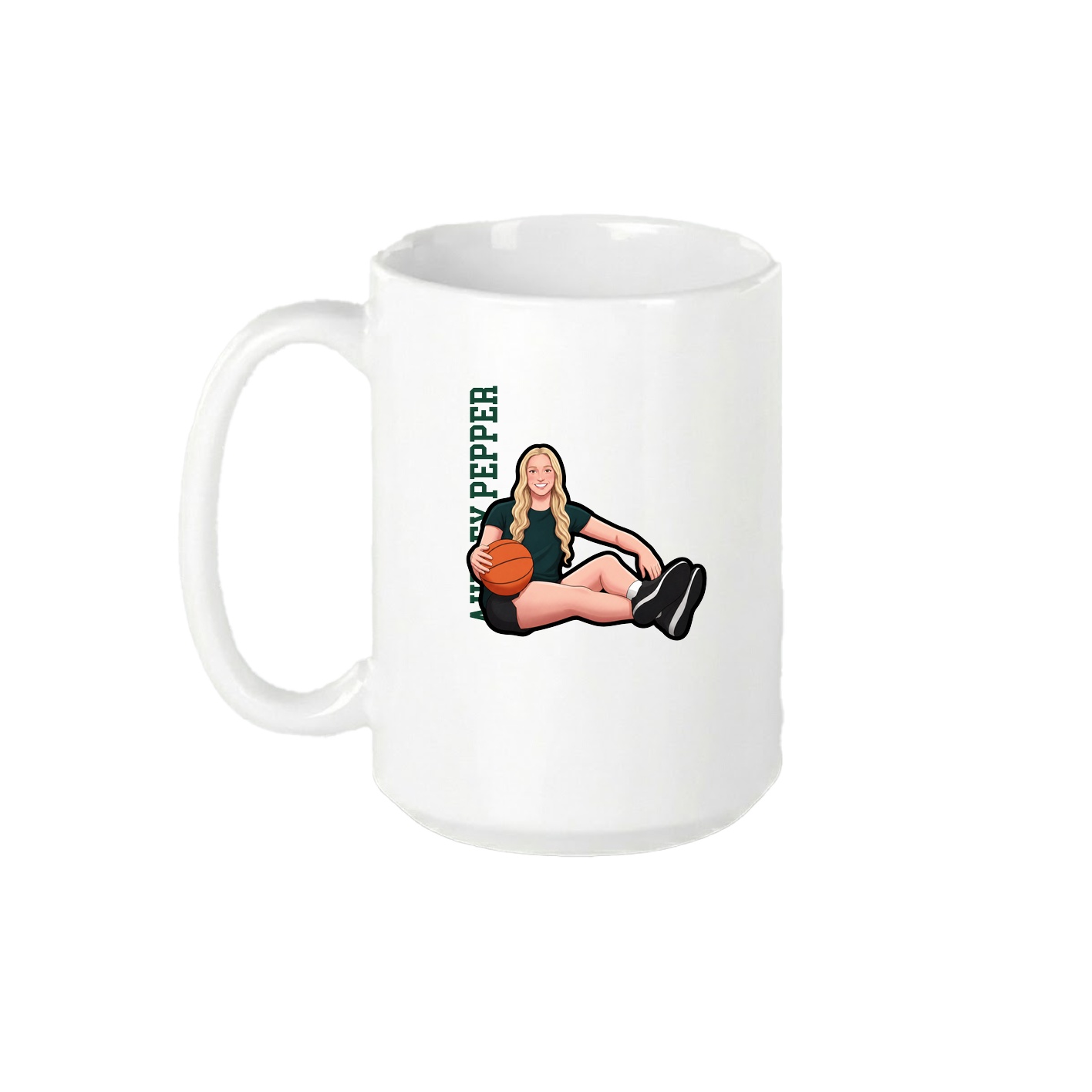 15oz Coffee Mug — Name Vertical in White