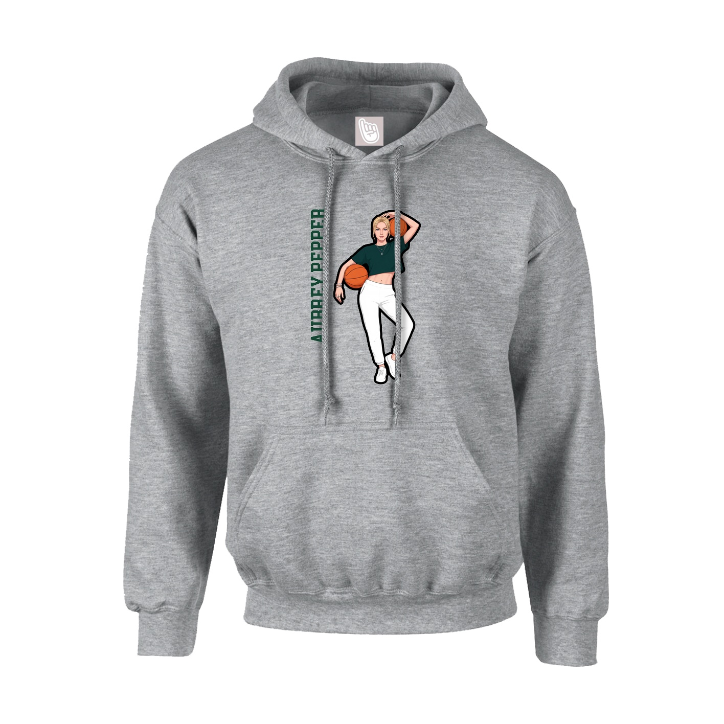 Hoodie — Name Vertical in Grey