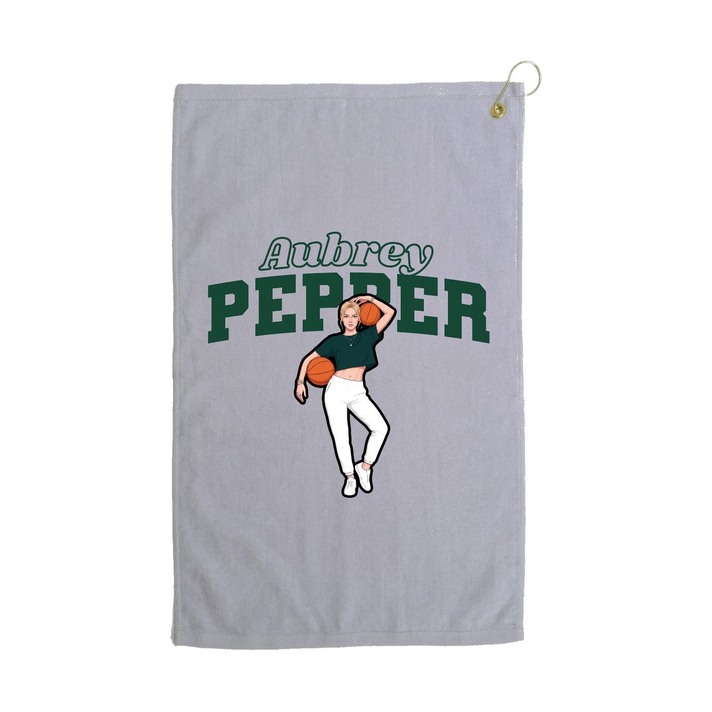 Golf Towel — Name Arch in Grey