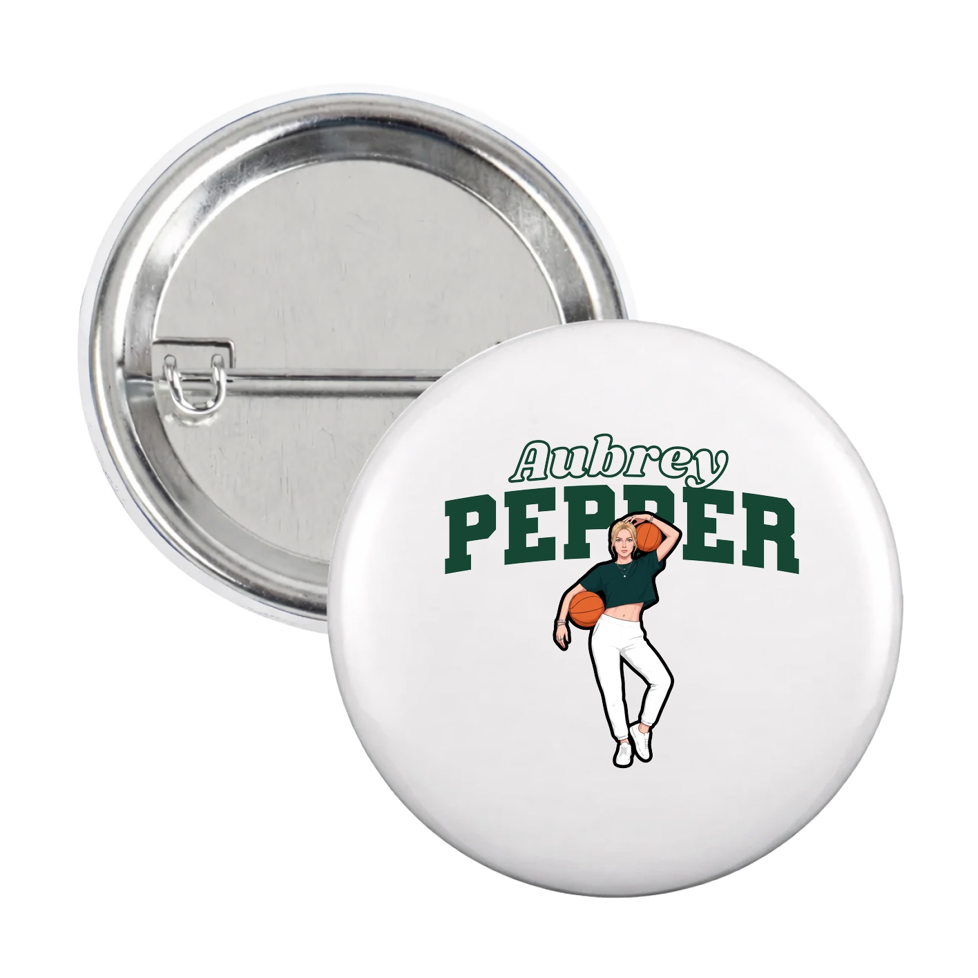 Game Day Button — Name Arch in White