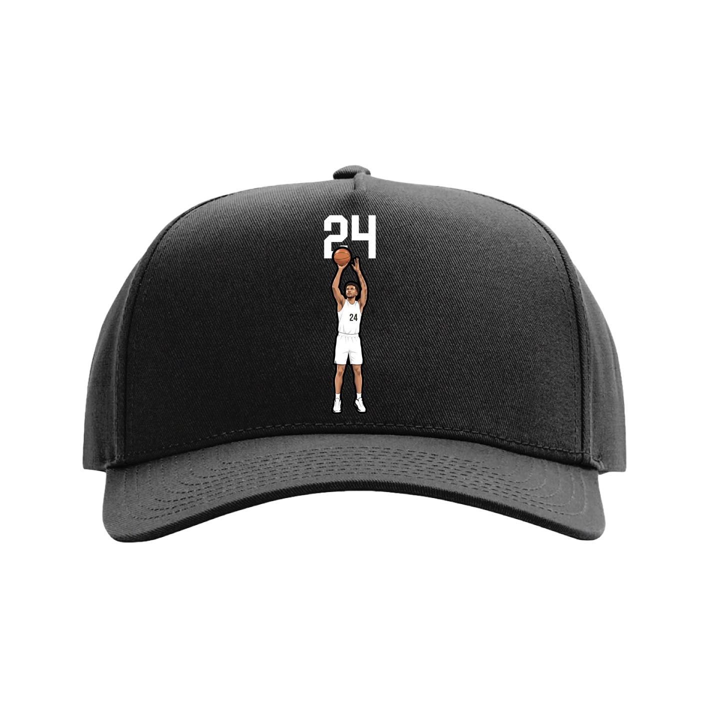 Full Fabric Five-Panel Champ Cap — Number Top in Black