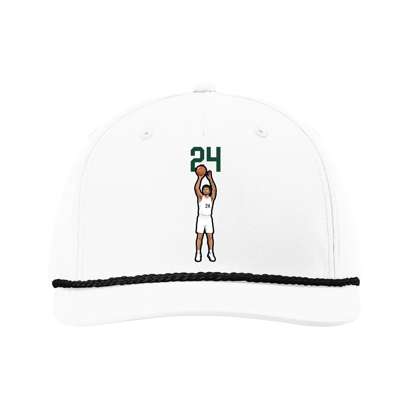 Five-Panel Classic Rope Cap — Number Top in White