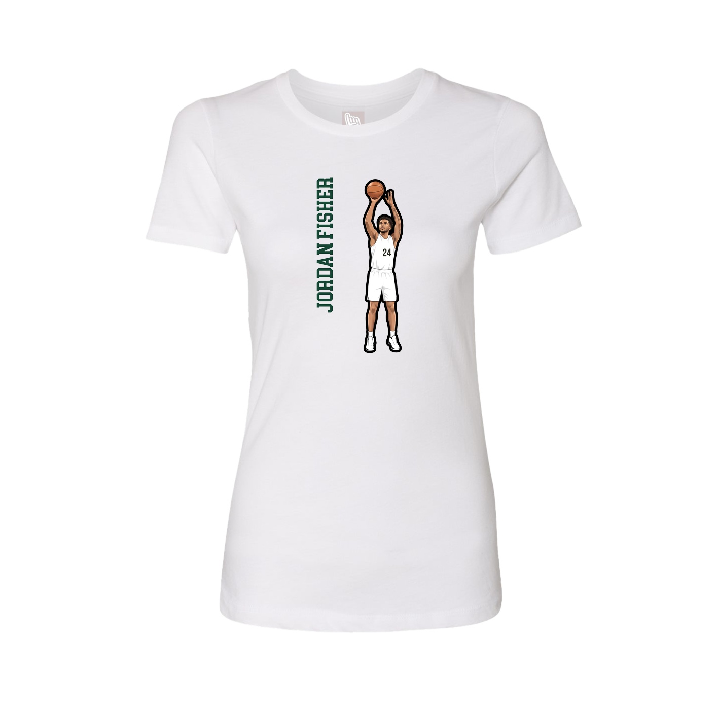 Womens Tee — Name Vertical in White