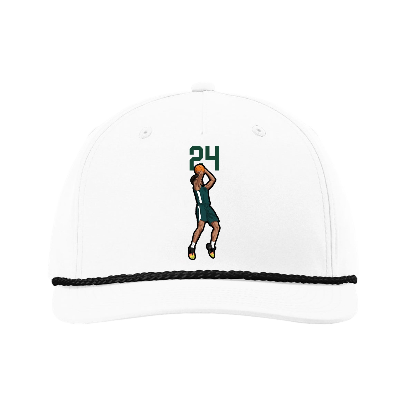 Five-Panel Classic Rope Cap — Number Top in White