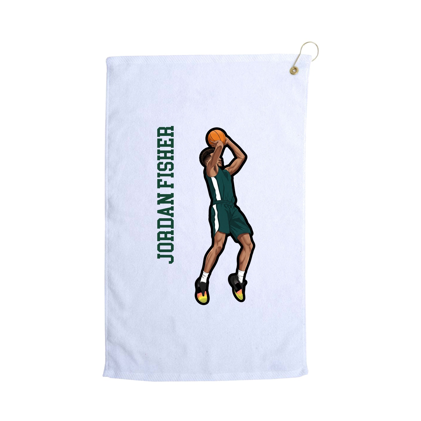 Golf Towel — Name Vertical in White