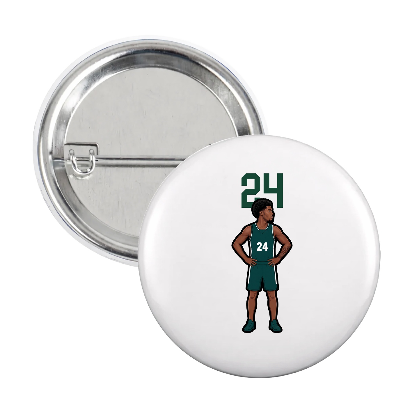 Game Day Button — Number Top in White
