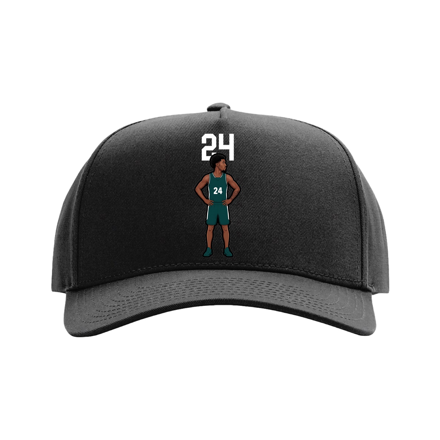 Full Fabric Five-Panel Champ Cap — Number Top in Black