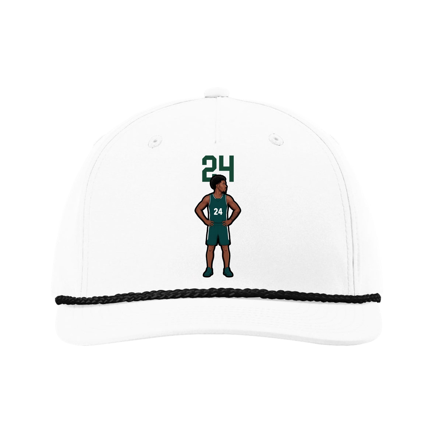 Five-Panel Classic Rope Cap — Number Top in White