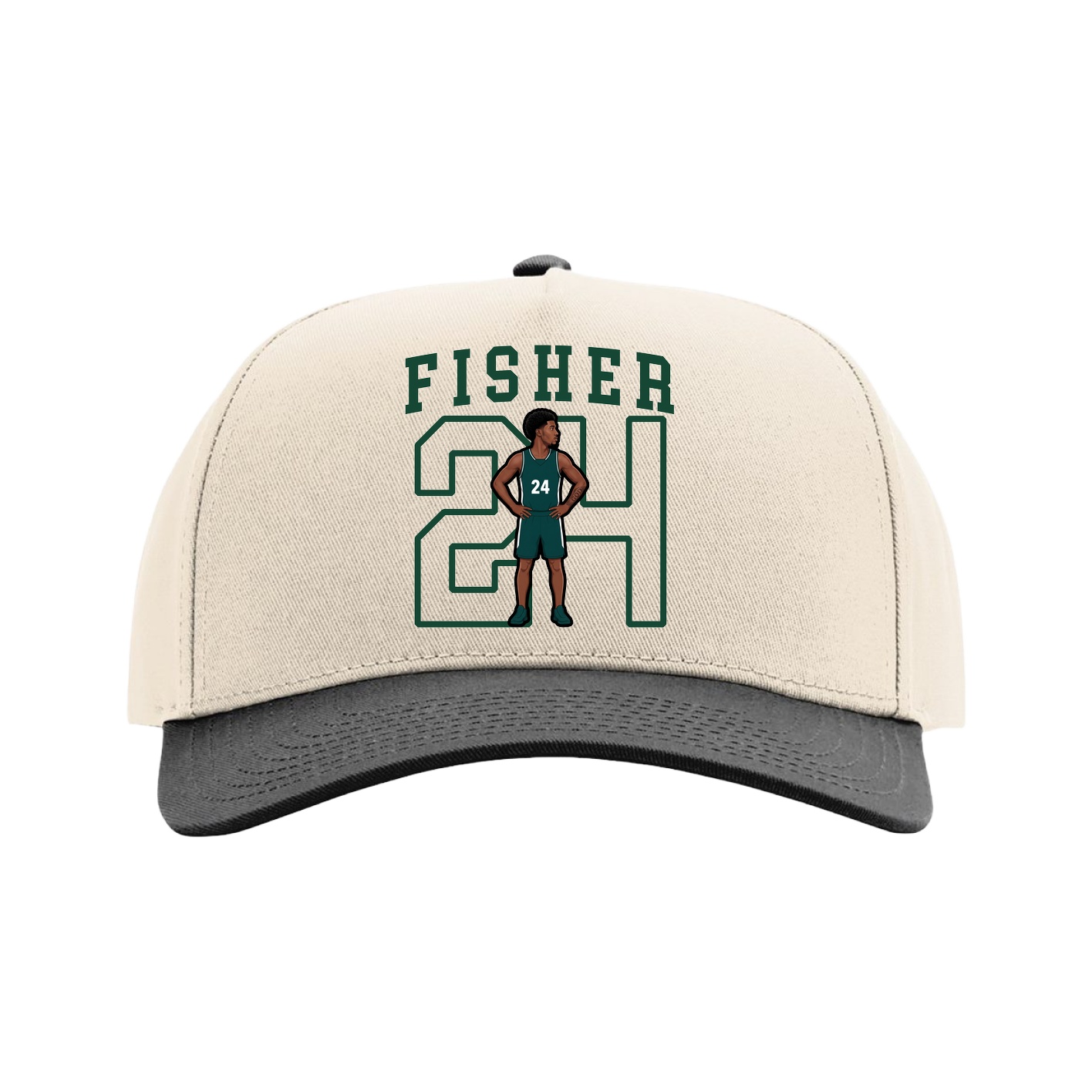 Full Fabric Five-Panel Champ Cap — Shirsey in Cream/Black