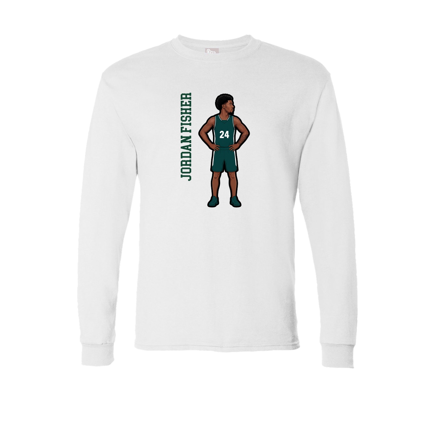 Long Sleeve Tee — Name Vertical in White