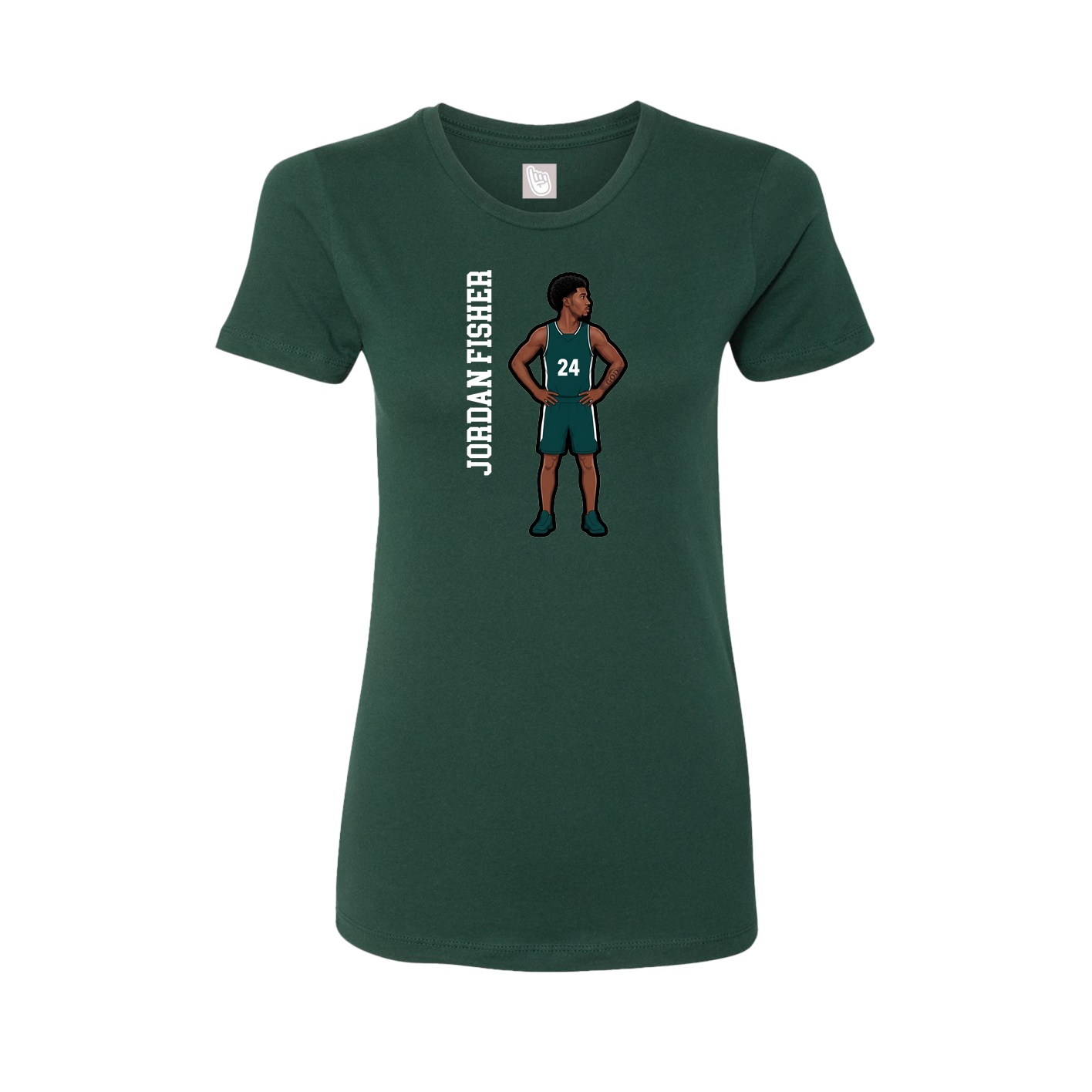 Fitted Women's Tee — Name Vertical in Green