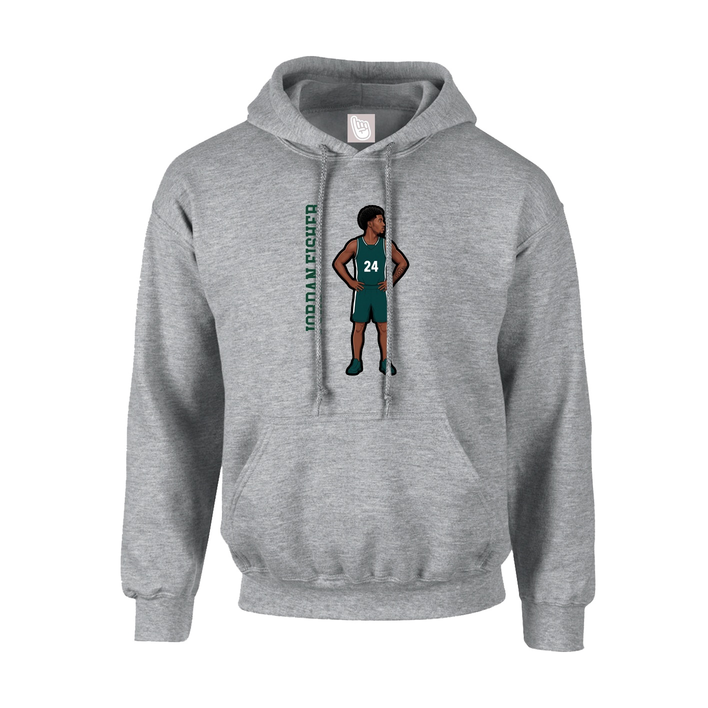 Hoodie — Name Vertical in Grey