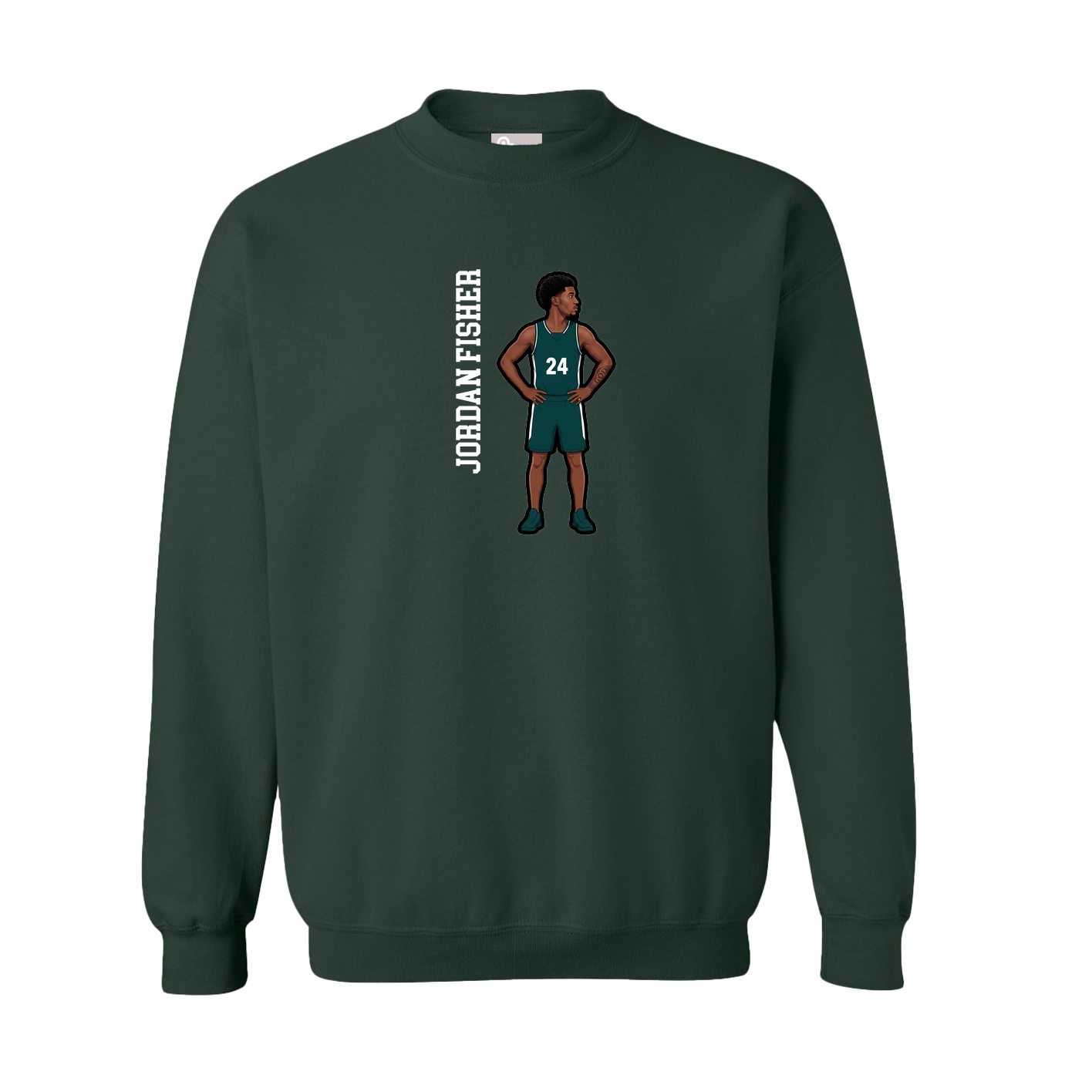 Fleece Crew — Name Vertical in Green