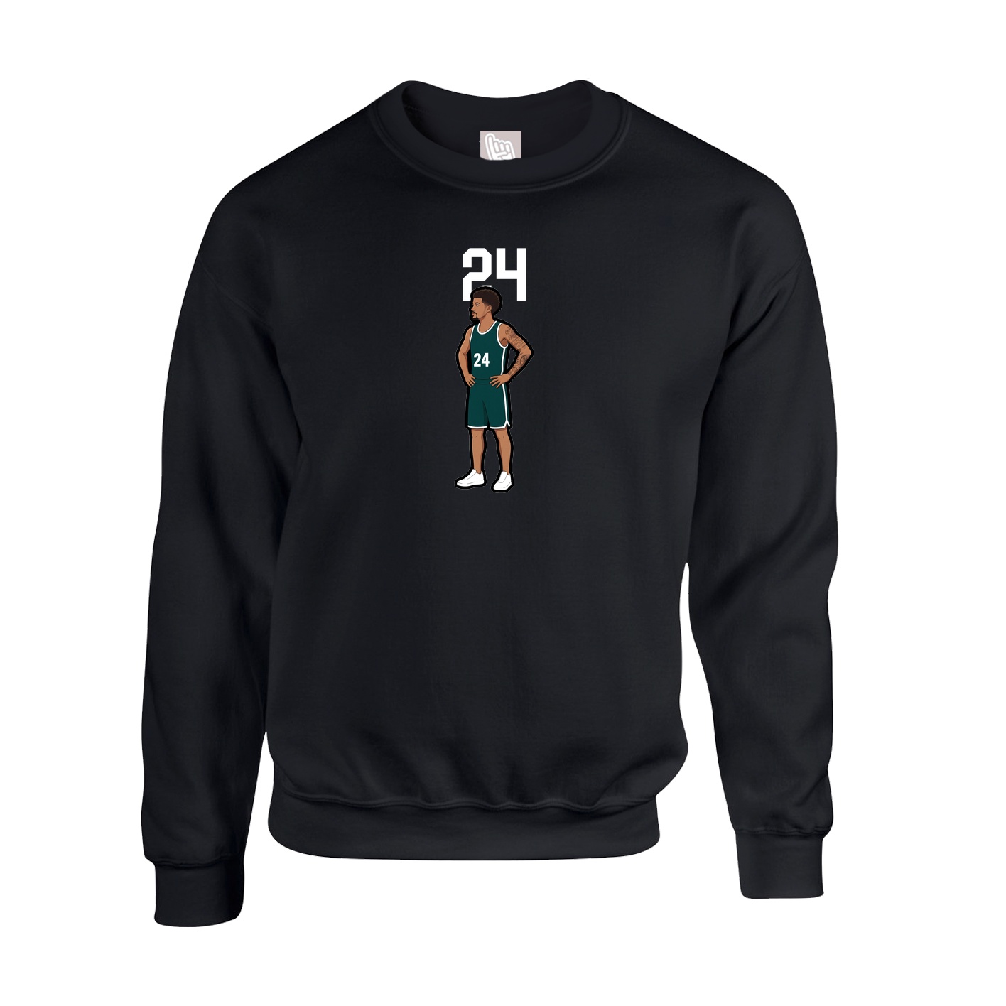 Fleece Crew — Number Top in Black