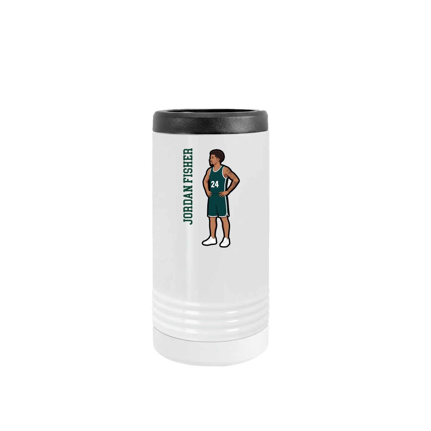Slim Beverage Holder — Name Vertical in White