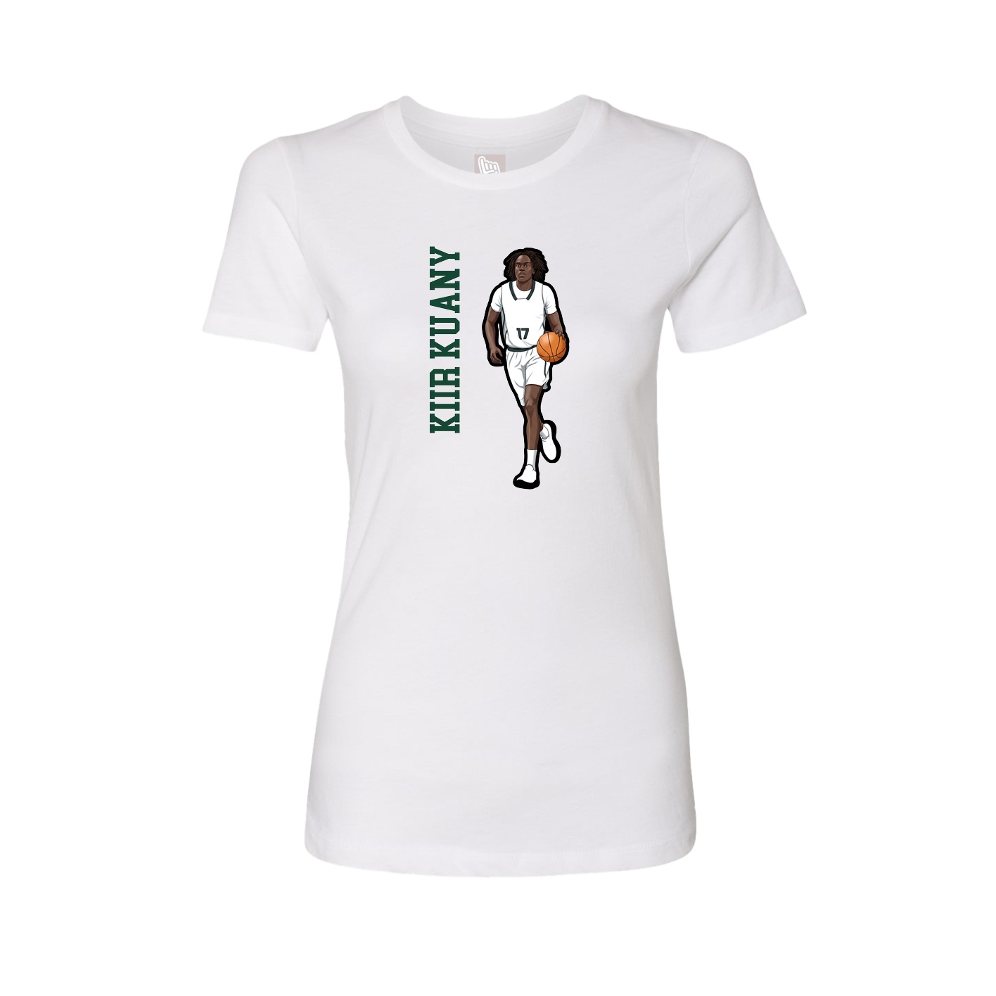 Fitted Women's Tee — Name Vertical in White