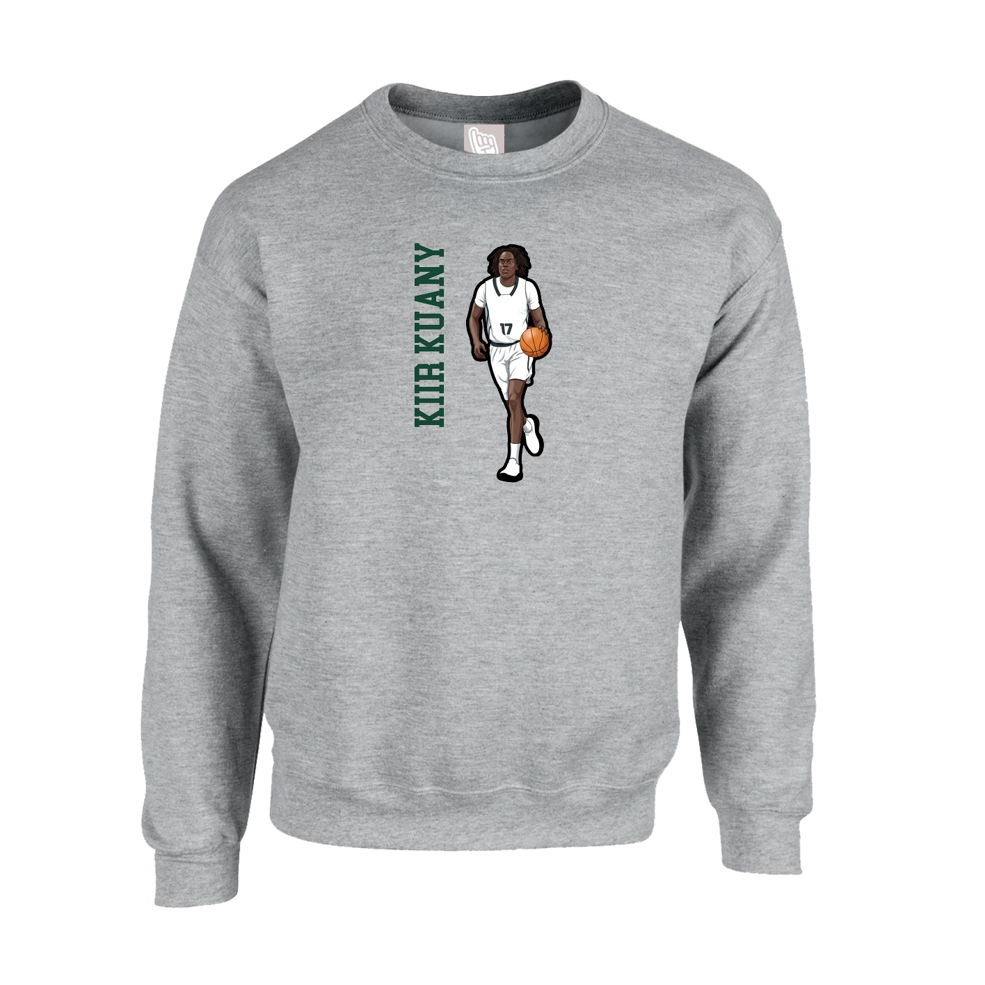 Fleece Crew — Name Vertical in Grey