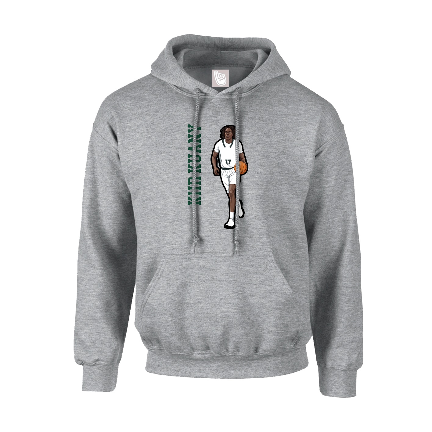 Youth Hoodie — Name Vertical in Grey