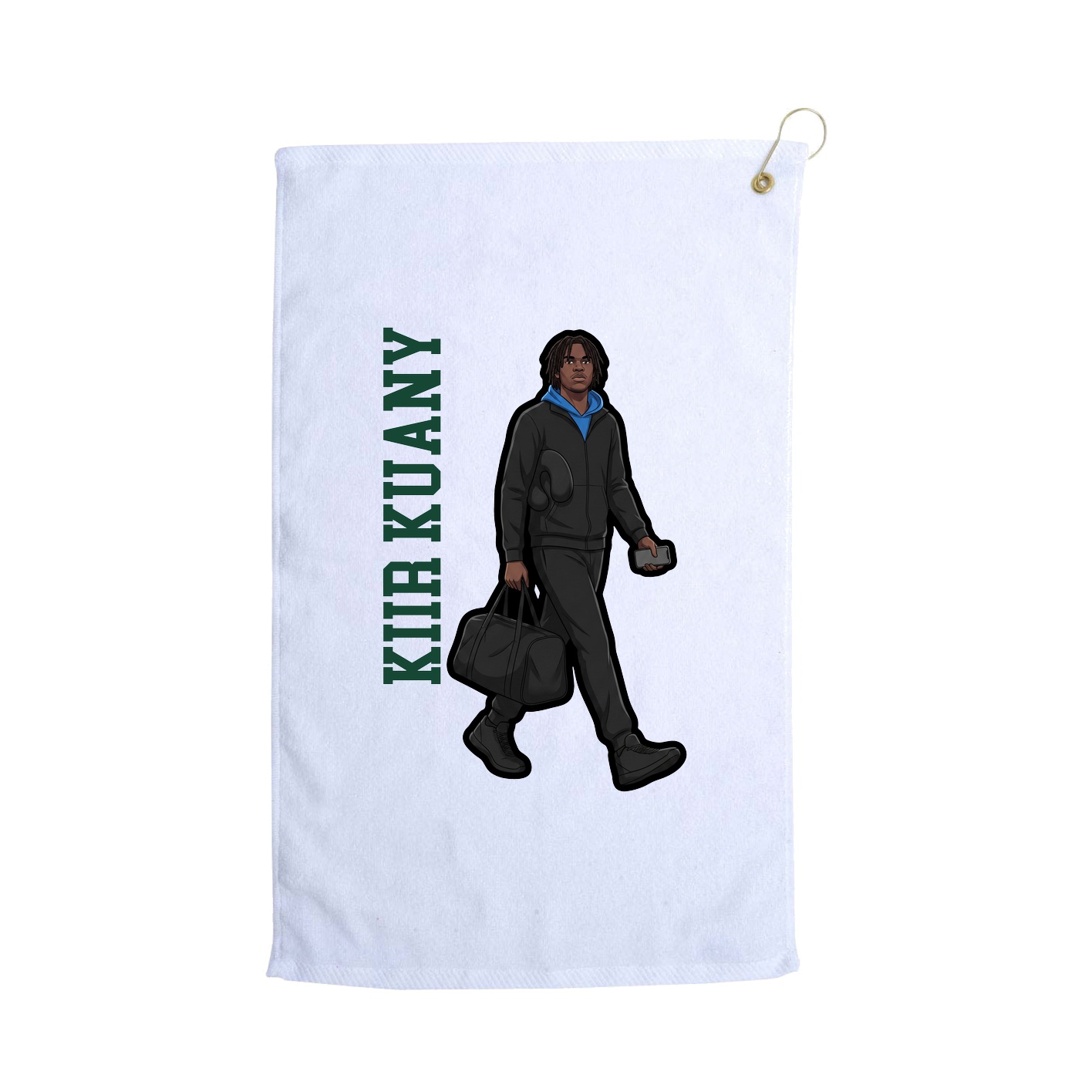 Golf Towel — Name Vertical in White