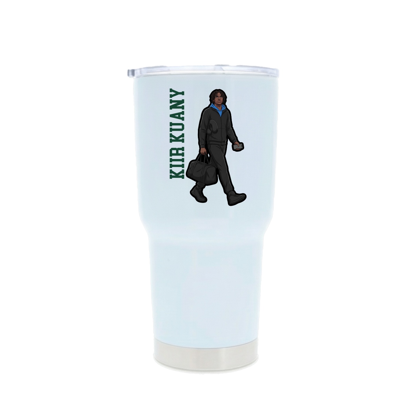 30oz Stainless Steel Tumbler — Name Vertical in White