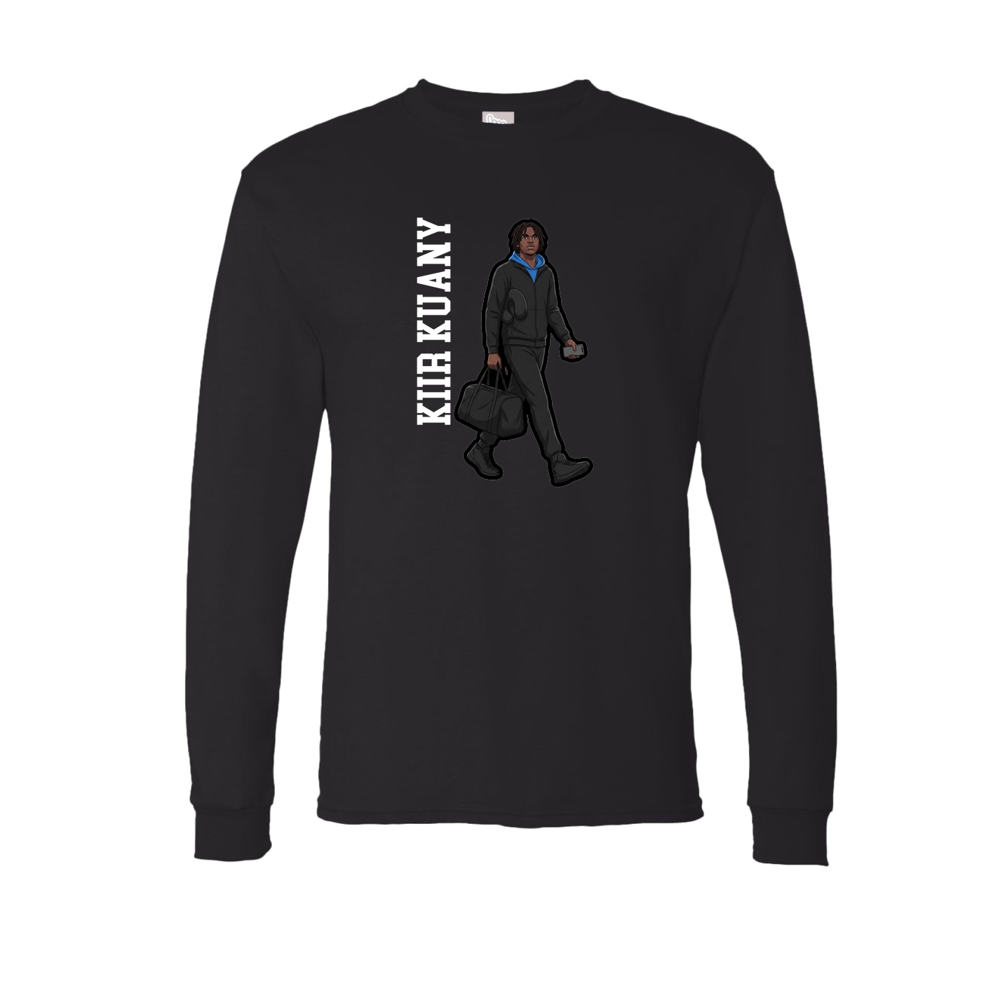 Long Sleeve Tee — Name Vertical in Black