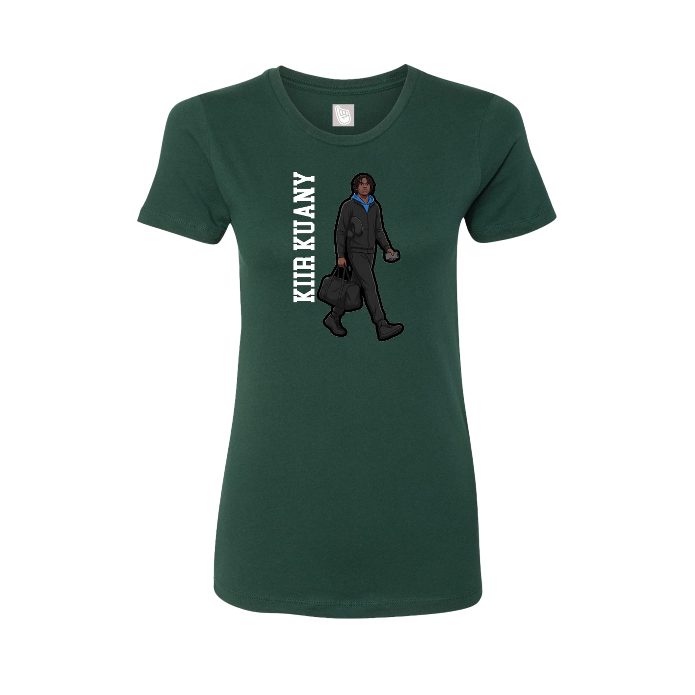 Fitted Women's Tee — Name Vertical in Green