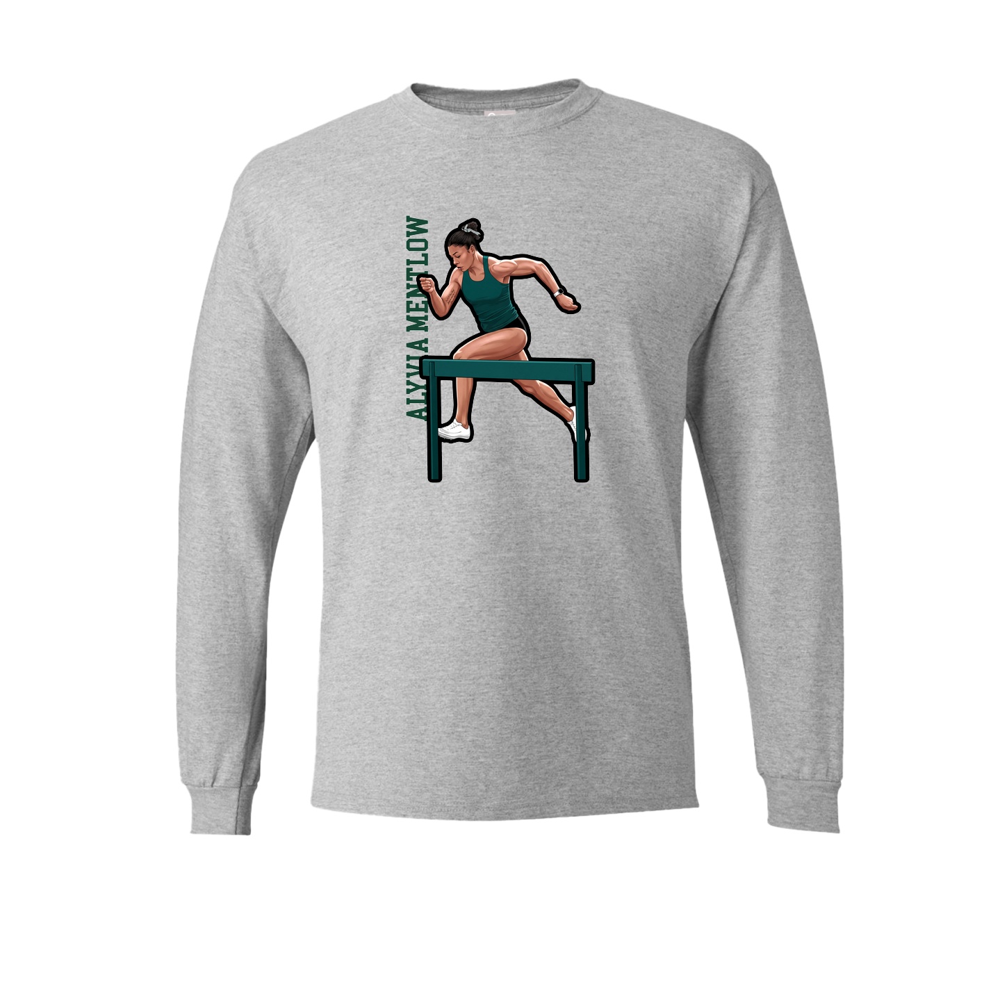Long Sleeve Tee — Name Vertical in Grey