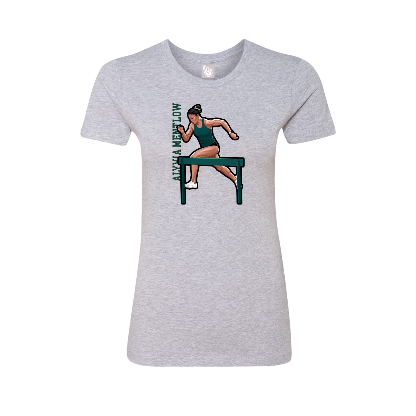 Fitted Women's Tee — Name Vertical in Grey